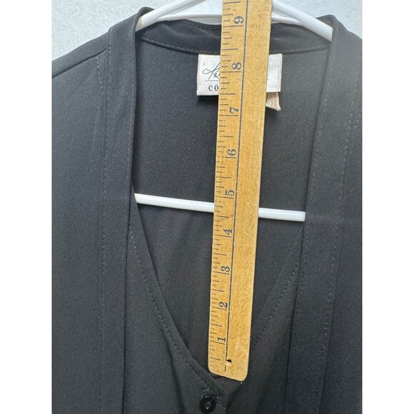 Kathie Lee Collection Black Button-Up Cardigan With Tie Size L 100% Polyester - Picture 6 of 8